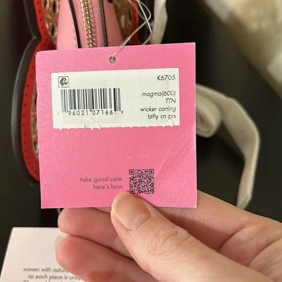 Kate Spade NWT Wing It Wicker Butterfly Coin Purse On A Chain - Picture 8 of 11